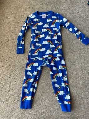 Hanna Andersson Royal Blue Rainbow & Cloud Pajama Set